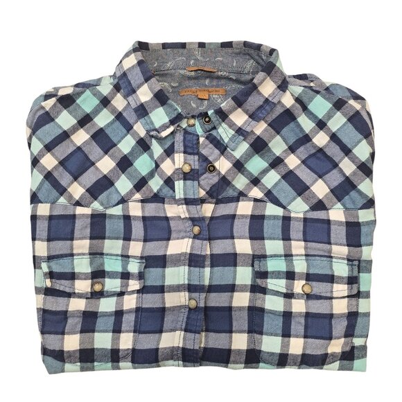 Jachs Girlfriend Bea womens XXL Plaid Button-Up Shirt Long Sleeve flannel fall - Picture 1 of 9